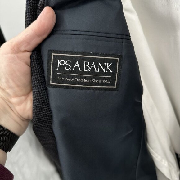 JOS A BANK jacket blazer sport coat traditional fit check 100% wool two btn 42L - Picture 9 of 9